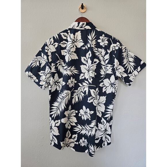 Weatherproof Vintage Navy Blue White Floral Hawaiian Shirt Men’s Size S Viscose - Picture 4 of 10